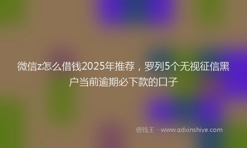 微信z怎么借钱2025年推荐，罗列5个无视征信黑户当前逾期必下款的口子