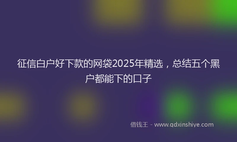 征信白户好下款的网袋2025年精选，总结五个黑户都能下的口子