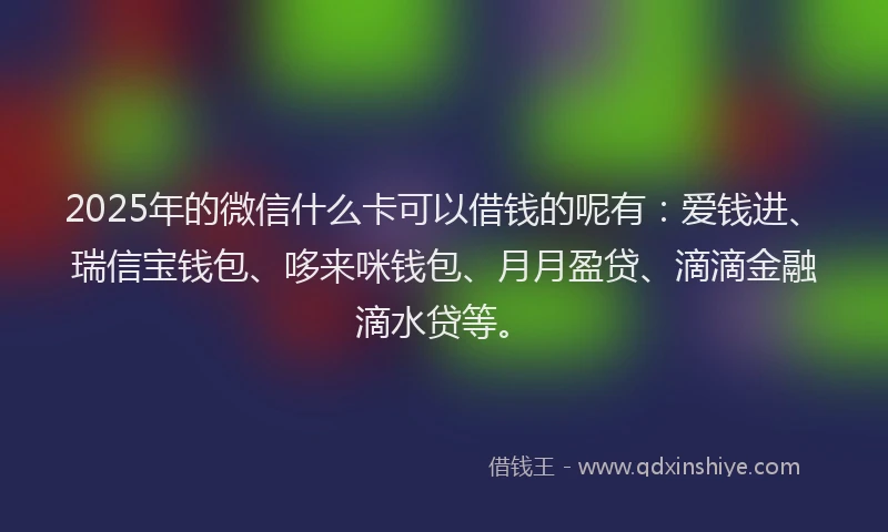 2025年的微信什么卡可以借钱的呢有：爱钱进、瑞信宝钱包、哆来咪钱包、月月盈贷、滴滴金融滴水贷等。