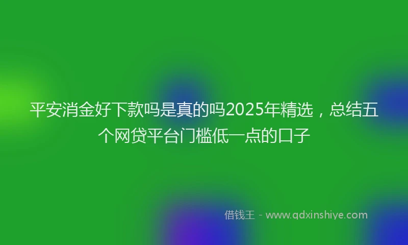 平安消金好下款吗是真的吗2025年精选，总结五个网贷平台门槛低一点的口子