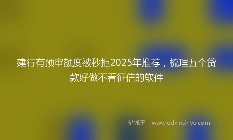 建行有预审额度被秒拒2025年推荐，梳理五个贷款好做不看征信的软件