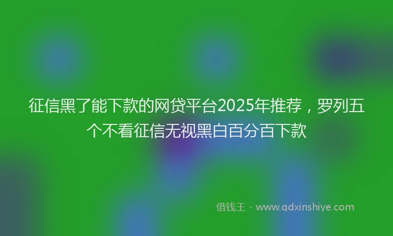 征信黑了能下款的网贷平台2025年推荐，罗列五个不看征信无视黑白百分百下款