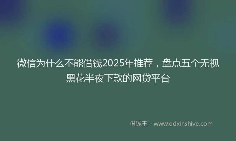 微信为什么不能借钱2025年推荐，盘点五个无视黑花半夜下款的网贷平台