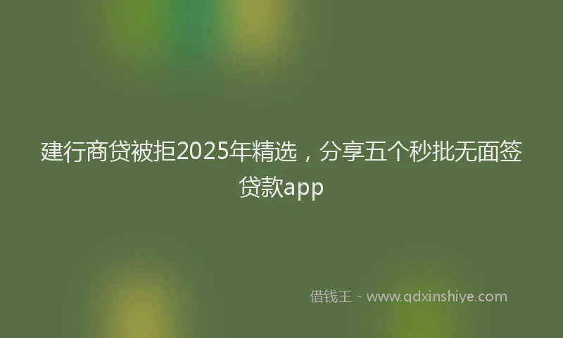 建行商贷被拒2025年精选，分享五个秒批无面签贷款app