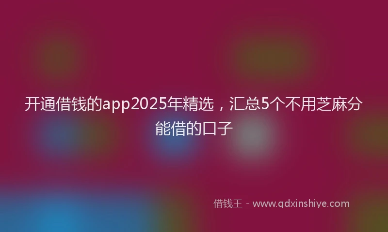 开通借钱的app2025年精选，汇总5个不用芝麻分能借的口子
