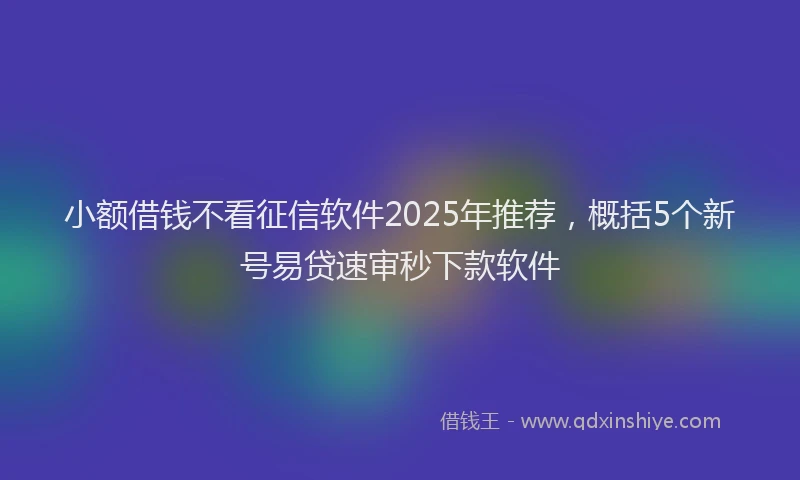 小额借钱不看征信软件2025年推荐，概括5个新号易贷速审秒下款软件