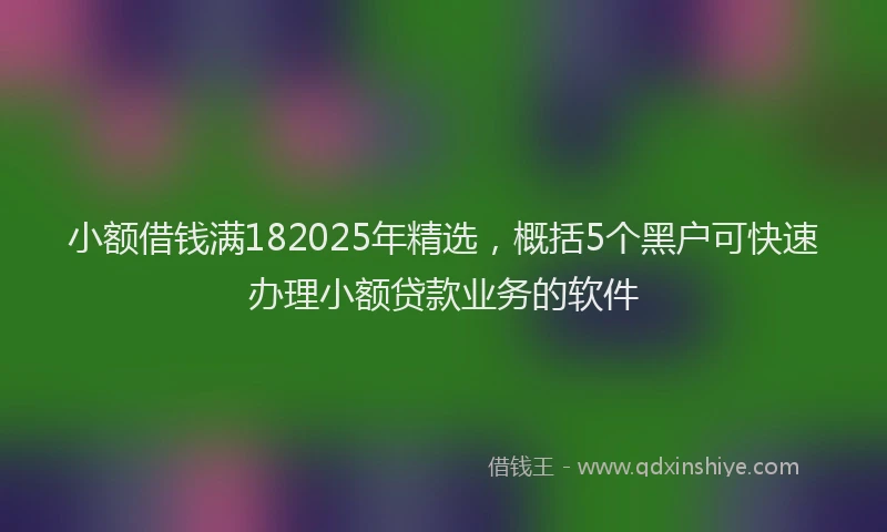 小额借钱满182025年精选，概括5个黑户可快速办理小额贷款业务的软件