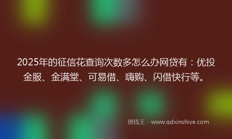 2025年的征信花查询次数多怎么办网贷有：优投金服、金满堂、可易借、嗨购、闪借快行等。