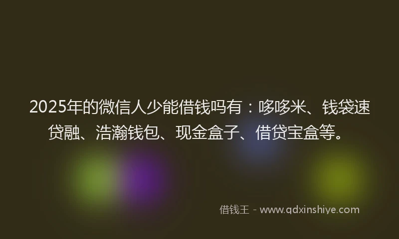 2025年的微信人少能借钱吗有：哆哆米、钱袋速贷融、浩瀚钱包、现金盒子、借贷宝盒等。