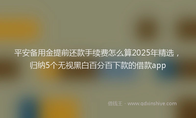 平安备用金提前还款手续费怎么算2025年精选，归纳5个无视黑白百分百下款的借款app