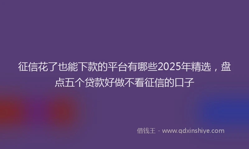 征信花了也能下款的平台有哪些2025年精选，盘点五个贷款好做不看征信的口子