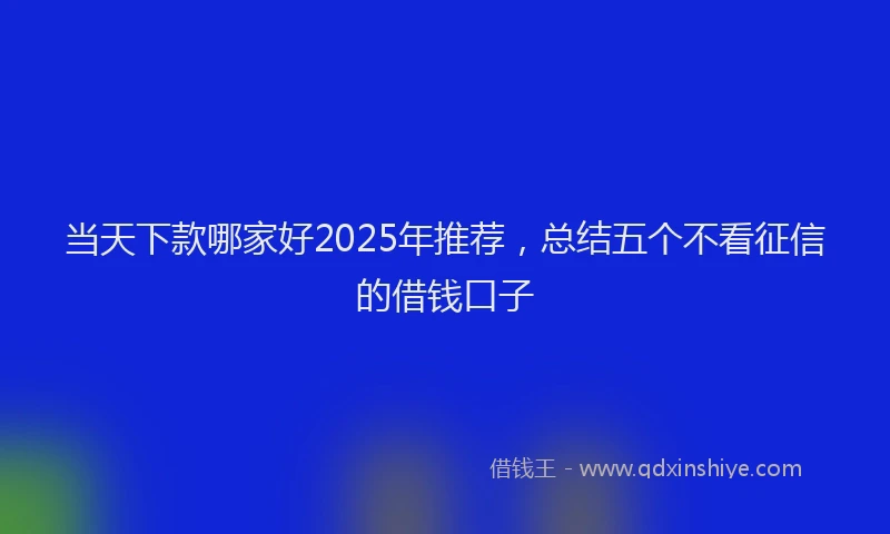 当天下款哪家好2025年推荐，总结五个不看征信的借钱口子