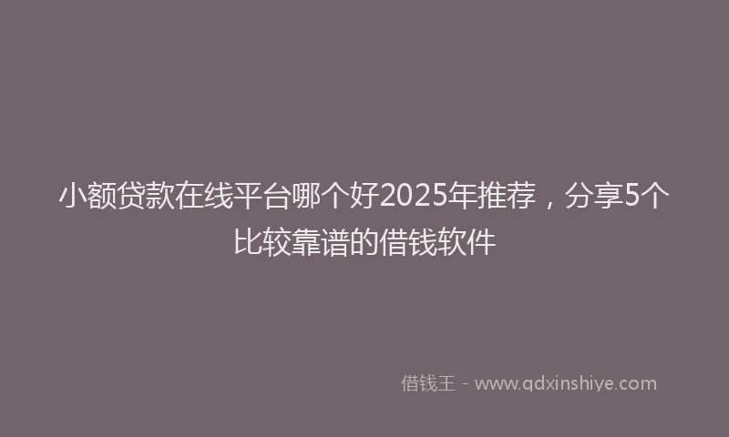 小额贷款在线平台哪个好2025年推荐，分享5个比较靠谱的借钱软件