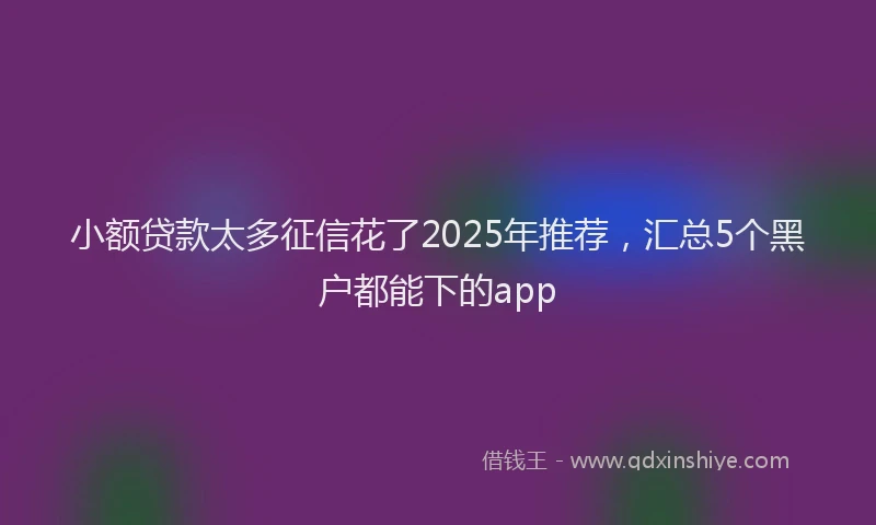 小额贷款太多征信花了2025年推荐，汇总5个黑户都能下的app
