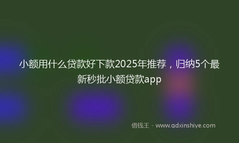 小额用什么贷款好下款2025年推荐，归纳5个最新秒批小额贷款app