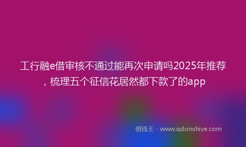 工行融e借审核不通过能再次申请吗2025年推荐，梳理五个征信花居然都下款了的app