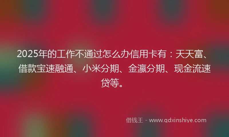 2025年的工作不通过怎么办信用卡有：天天富、借款宝速融通、小米分期、金瀛分期、现金流速贷等。
