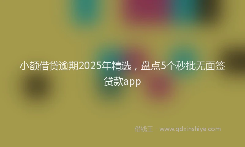 小额借贷逾期2025年精选，盘点5个秒批无面签贷款app