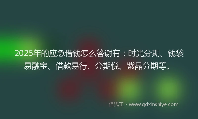 2025年的应急借钱怎么答谢有：时光分期、钱袋易融宝、借款易行、分期悦、紫晶分期等。