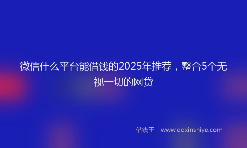微信什么平台能借钱的2025年推荐，整合5个无视一切的网贷