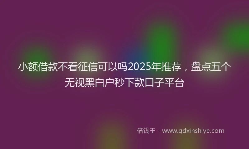 小额借款不看征信可以吗2025年推荐，盘点五个无视黑白户秒下款口子平台