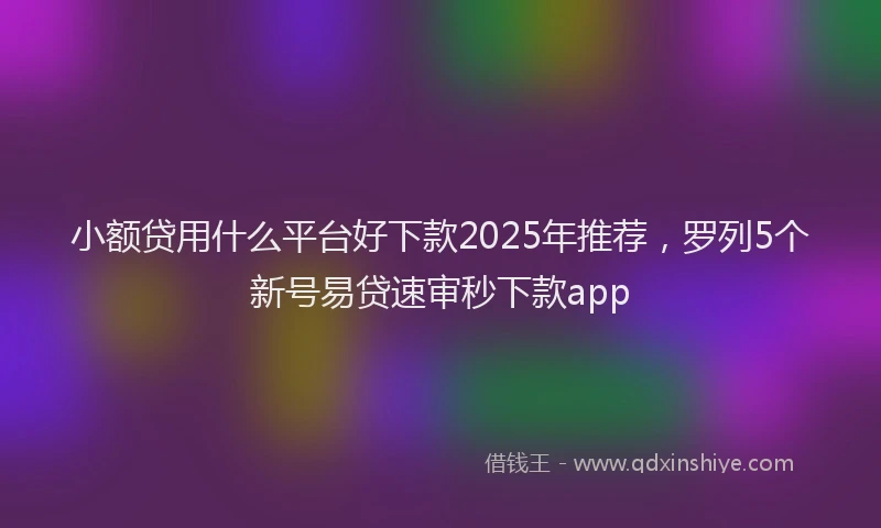 小额贷用什么平台好下款2025年推荐，罗列5个新号易贷速审秒下款app