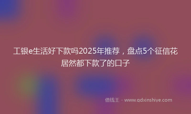 工银e生活好下款吗2025年推荐，盘点5个征信花居然都下款了的口子