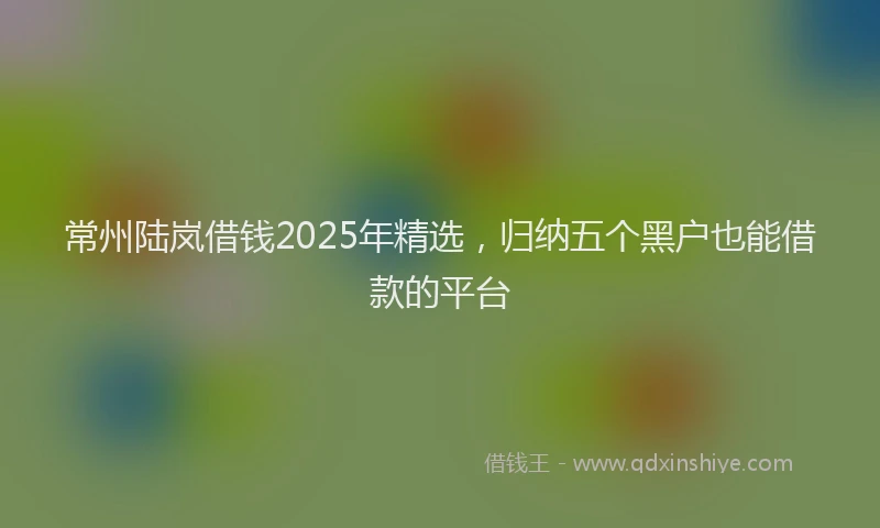 常州陆岚借钱2025年精选，归纳五个黑户也能借款的平台