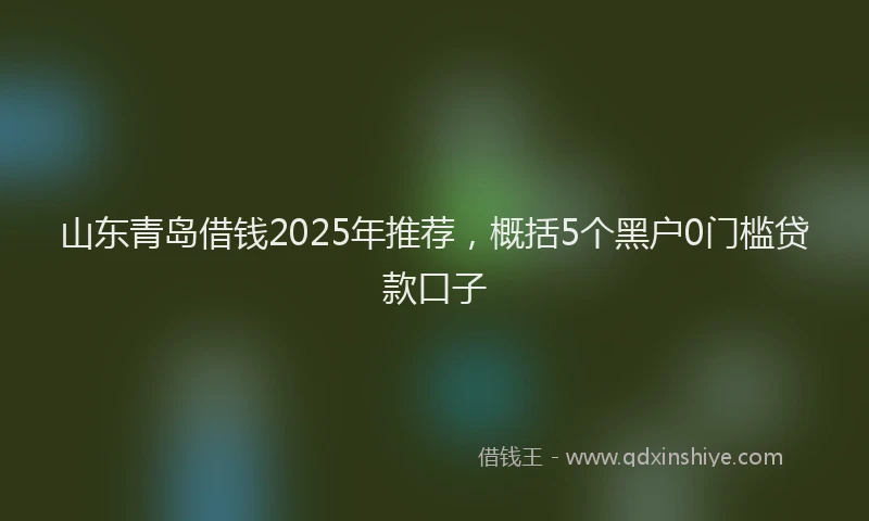 山东青岛借钱2025年推荐，概括5个黑户0门槛贷款口子