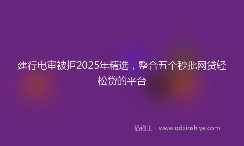 建行电审被拒2025年精选，整合五个秒批网贷轻松贷的平台