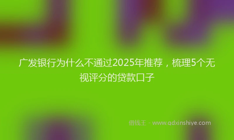 广发银行为什么不通过2025年推荐，梳理5个无视评分的贷款口子