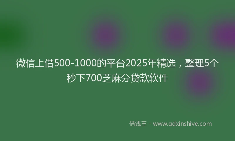 微信上借500-1000的平台2025年精选，整理5个秒下700芝麻分贷款软件