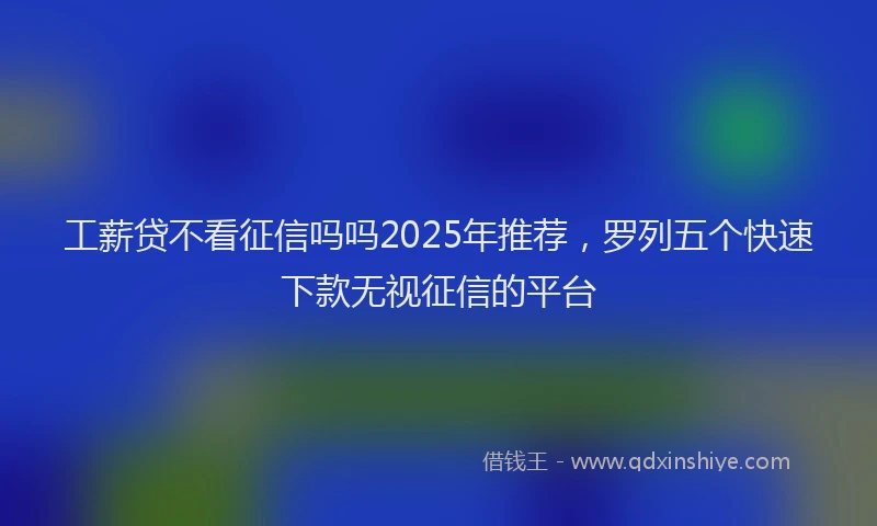 工薪贷不看征信吗吗2025年推荐，罗列五个快速下款无视征信的平台