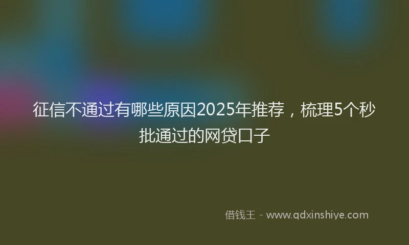 征信不通过有哪些原因2025年推荐，梳理5个秒批通过的网贷口子