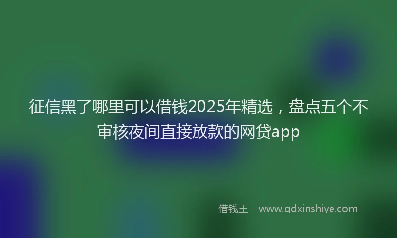 征信黑了哪里可以借钱2025年精选，盘点五个不审核夜间直接放款的网贷app
