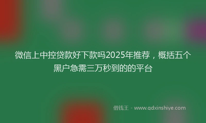 微信上中控贷款好下款吗2025年推荐，概括五个黑户急需三万秒到的的平台