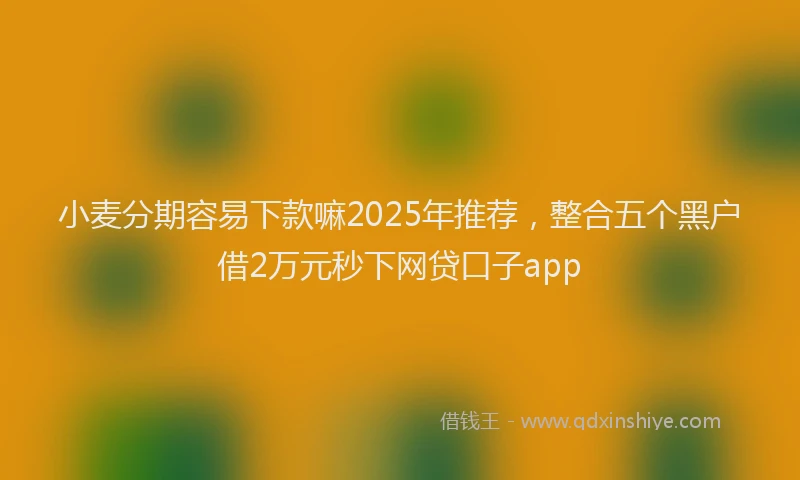 小麦分期容易下款嘛2025年推荐，整合五个黑户借2万元秒下网贷口子app