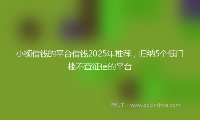 小额借钱的平台借钱2025年推荐，归纳5个低门槛不查征信的平台