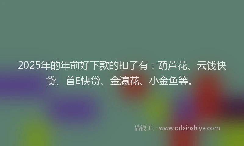 2025年的年前好下款的扣子有：葫芦花、云钱快贷、首E快贷、金瀛花、小金鱼等。