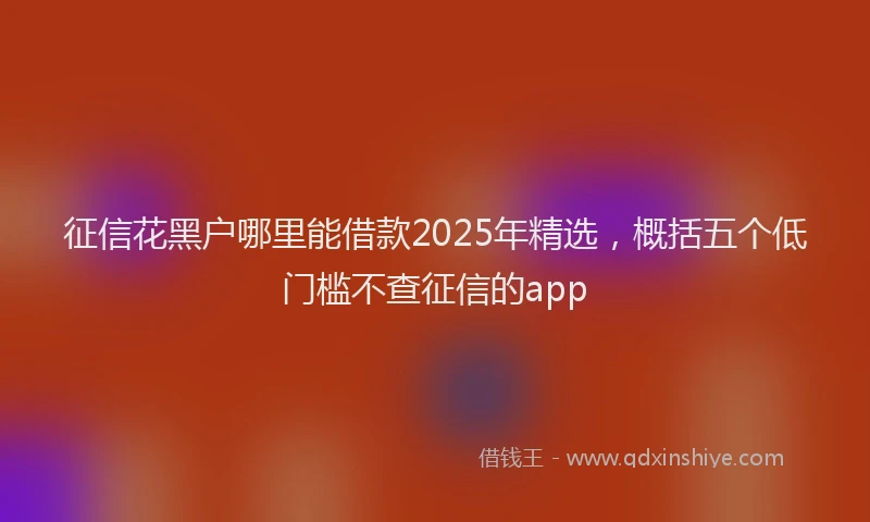 征信花黑户哪里能借款2025年精选，概括五个低门槛不查征信的app