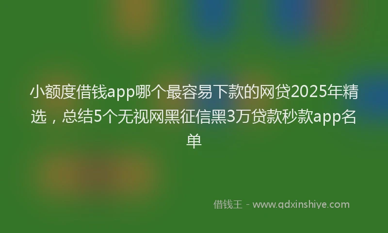 小额度借钱app哪个最容易下款的网贷2025年精选，总结5个无视网黑征信黑3万贷款秒款app名单