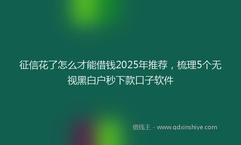 征信花了怎么才能借钱2025年推荐，梳理5个无视黑白户秒下款口子软件