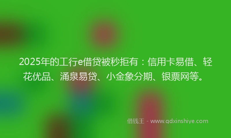 2025年的工行e借贷被秒拒有：信用卡易借、轻花优品、涌泉易贷、小金象分期、银票网等。