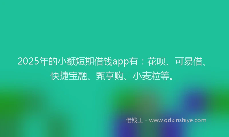 2025年的小额短期借钱app有：花呗、可易借、快捷宝融、甄享购、小麦粒等。
