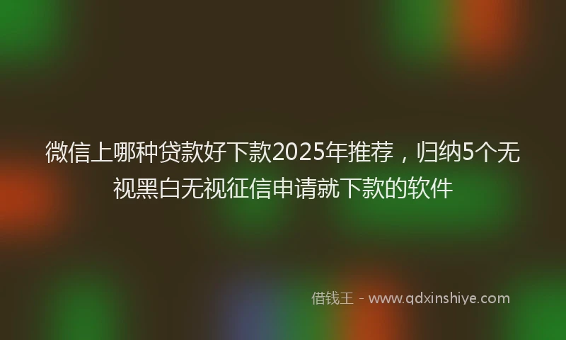 微信上哪种贷款好下款2025年推荐，归纳5个无视黑白无视征信申请就下款的软件