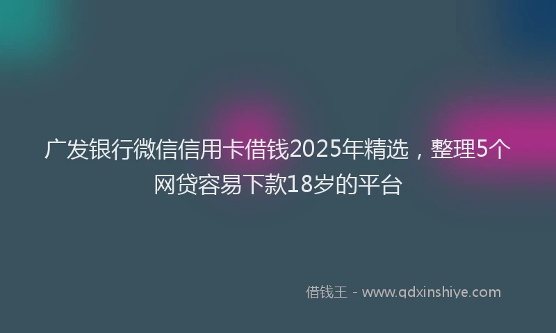 广发银行微信信用卡借钱2025年精选，整理5个网贷容易下款18岁的平台