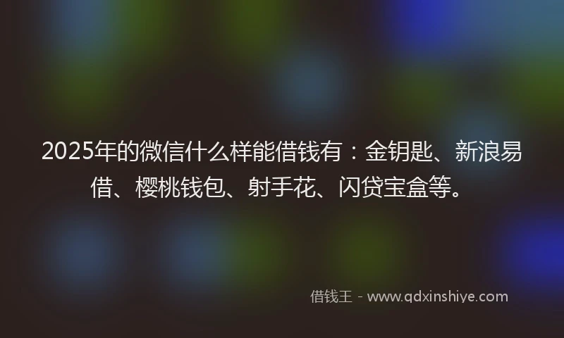 2025年的微信什么样能借钱有：金钥匙、新浪易借、樱桃钱包、射手花、闪贷宝盒等。