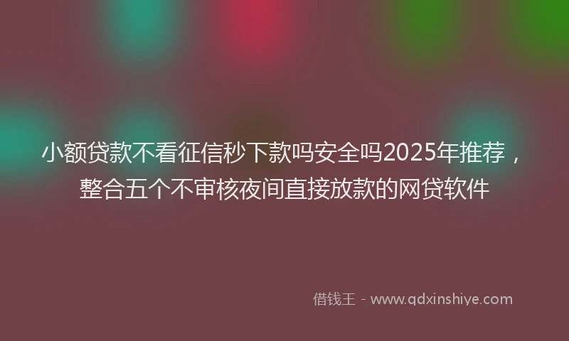 小额贷款不看征信秒下款吗安全吗2025年推荐，整合五个不审核夜间直接放款的网贷软件