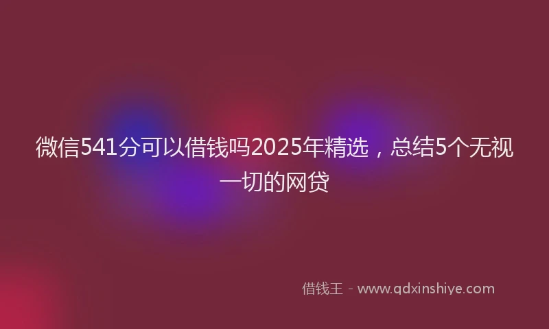 微信541分可以借钱吗2025年精选，总结5个无视一切的网贷