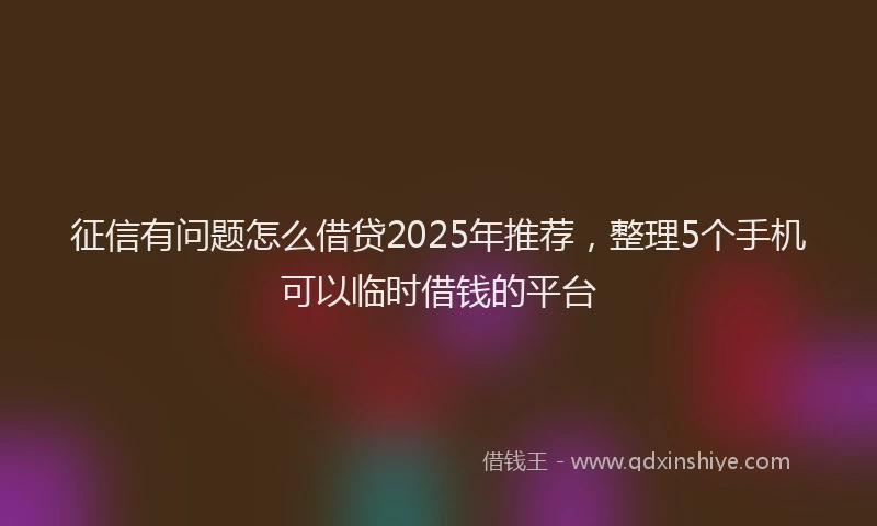 征信有问题怎么借贷2025年推荐，整理5个手机可以临时借钱的平台